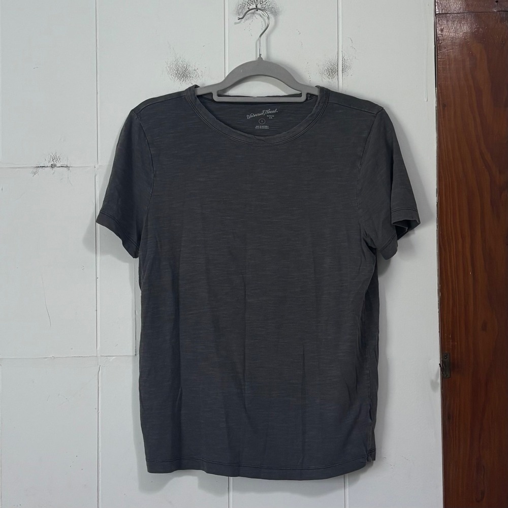 Universal Thread Womens Short Sleeve Slub Knit Cotton T-Shirt Charcoal Gray S